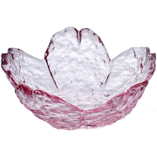 粉色花瓣锤纹樱花小碟子日式玻璃家用火锅醋碟味碟调料蘸料碟摆拍