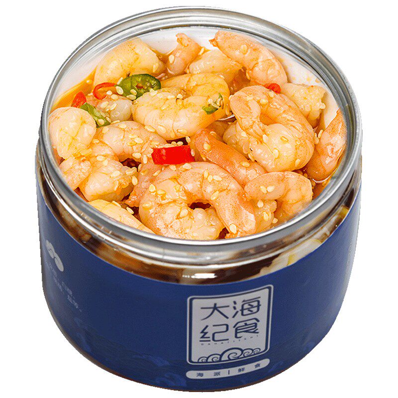 虾仁即食罐装捞汁小海鲜新鲜大虾仁即食冷冻麻辣香辣罐装海鲜熟食