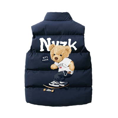 NYZK亲子装马甲男童小熊联名2025新款男孩外穿秋冬款大童儿童马夹