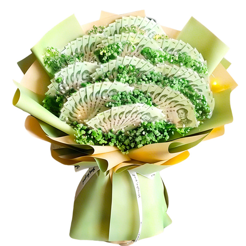 有钱花diy材料齐全生日老婆老公父母礼物扇形现金钞票半成品花束