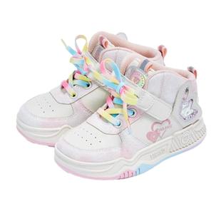 泰兰尼斯童鞋秋季新款甜心女童高帮护裸运动鞋儿童软底矫正机能鞋