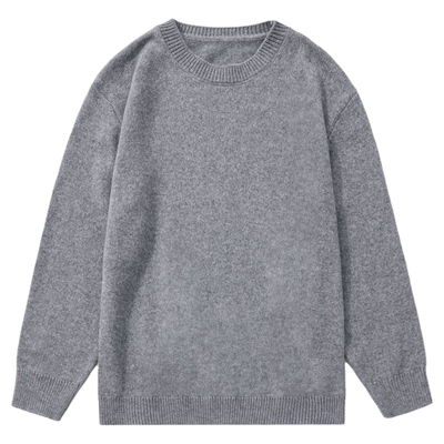 2025冬季新款羊毛混纺圆领毛衣男宽松加厚保暖慵懒内搭打底针织衫