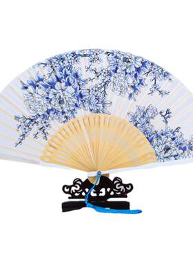 丝艺堂青花瓷中式扇子折扇古风