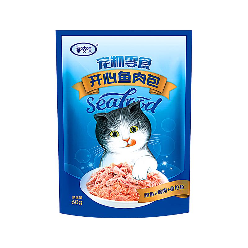 达里猫海吱吱开心鱼肉包猫条猫咪零食成猫幼猫湿粮软罐头60g*12包
