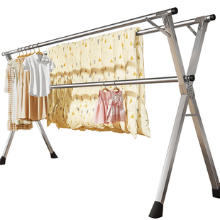 佳帮手2025晾衣架落地折叠家用阳台室外伸缩凉衣杆室内晒被子神器