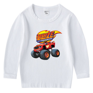 红色汽车衣服男童长袖T恤儿童春春装上衣3岁小男孩纯棉打底衫薄款