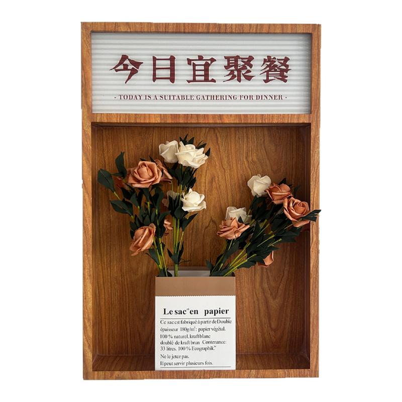木纹复古风咖啡店发光海报装饰框港风木宣传栏创意灯箱广告牌定制