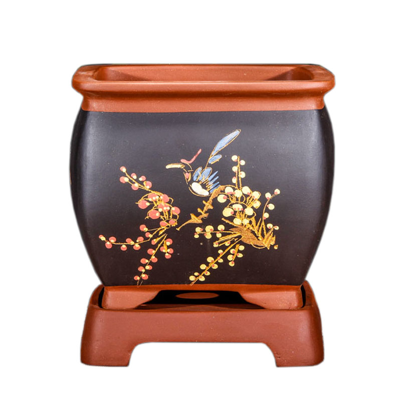 四方形君子中国风包邮紫砂花盆