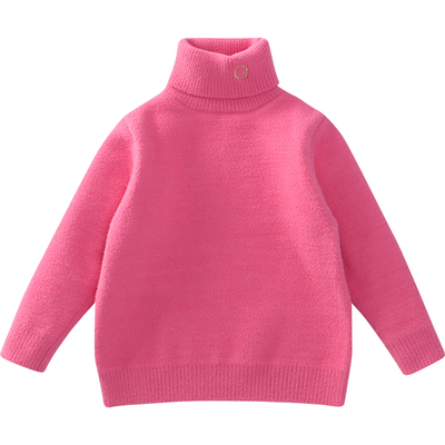 小蜜蜂女童双面呢一体绒高领毛衣