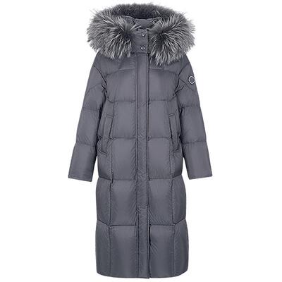 【90绒】灰色羽绒服女冬季长款外套kbne秋冬新款小个子连帽面包服