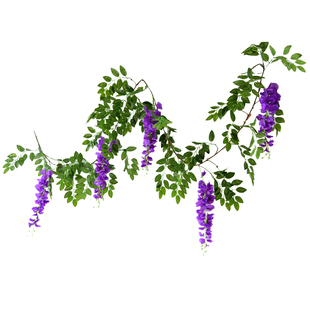 绿叶装饰花藤条仿真紫藤2.2米造景藤蔓豆花缠绕吊顶管道遮挡装饰