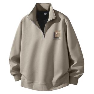 回力半拉链卫衣男款秋冬潮流美式夹克外套青少年休闲立领套头衫A