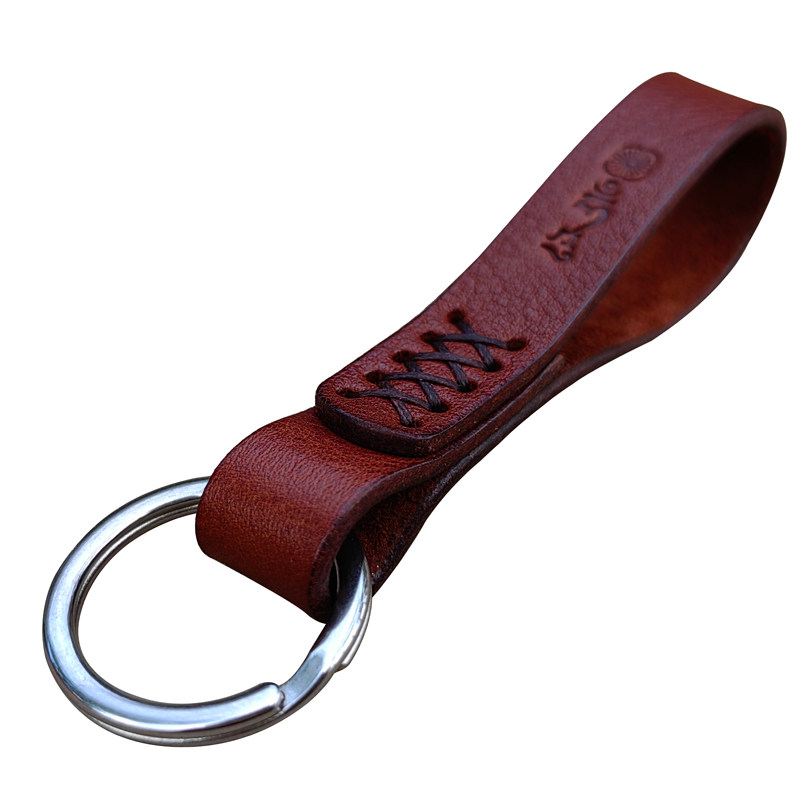 简约真皮钥匙扣手绳挂件创意个性精致男女头层牛皮汽车钥匙链圈环