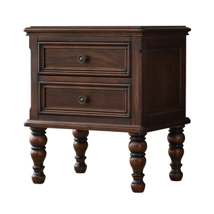 华丹妮美式实木床头柜收纳柜床边柜抽屉柜卧室储物柜桃花心木家具