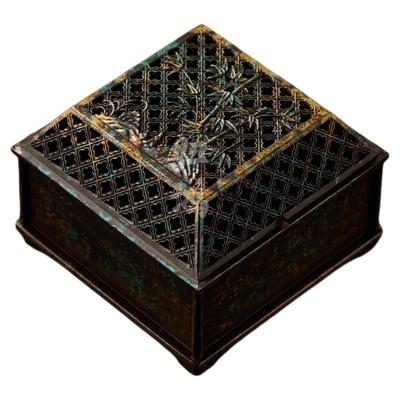 归鸿四方竹子宋代美学香炉高级感中国风家用室内熏香纯铜盘香炉