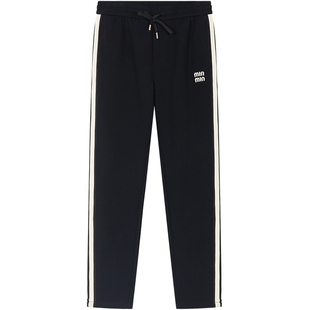 BM男士高端休闲裤2024新款潮流侧条纹裤子男刺绣字母运动卫裤秋季