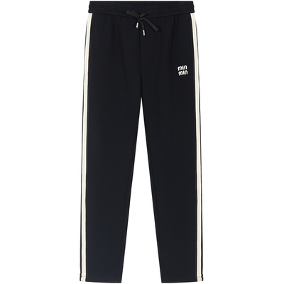 BM男士高端休闲裤2024新款潮流侧条纹裤子男刺绣字母运动卫裤秋季