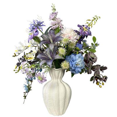 复古风假花花束仿真花高端花艺百合绢花芍药民宿自然风客厅装饰花