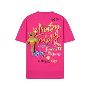 NOISY TEDDY男女同款25夏新款时尚印花可爱立体熊圆领短袖T恤衫童