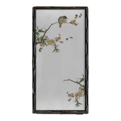 玻璃镜子画法式中古装饰画复古客厅挂画中古风镜子玄关镜面画