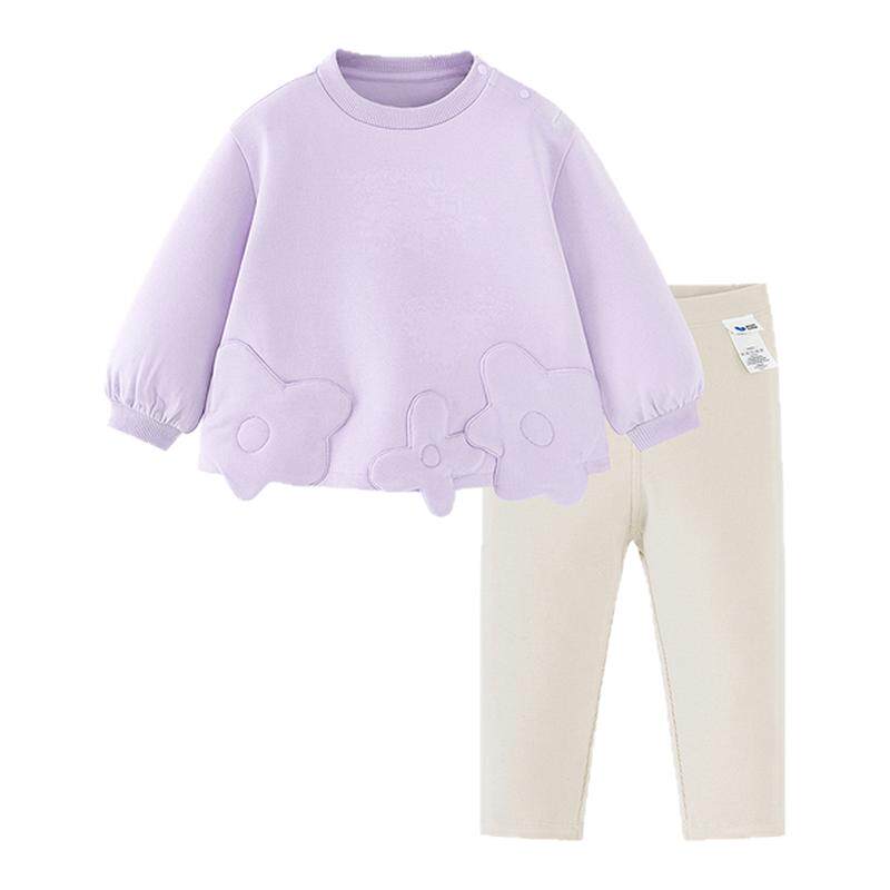迷你巴拉女童宝宝棉软套装舒适卫衣打底裤甜美柔弹儿童2026春新款