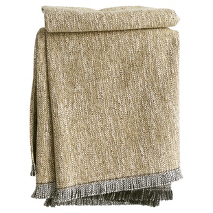 复古灰黄色床尾毯加厚棉麻床旗酒店民宿床尾巾中古风沙发毯露营毯