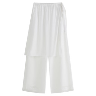 SETTE SEVEN韩系叠穿白色休闲裤女2025年夏季新款度假风屁帘长裤