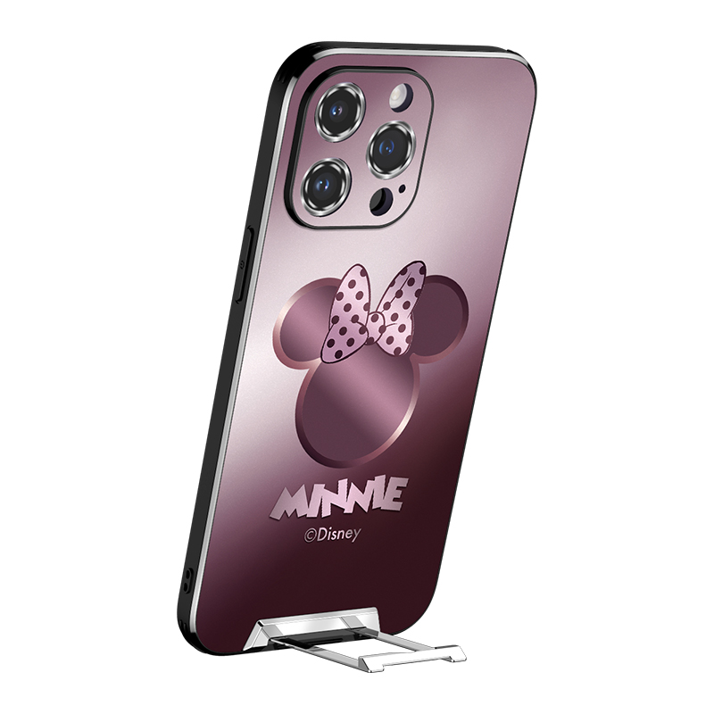迪士尼適用蘋果15pro手機(jī)殼帶支架iphone16promax隱形一體14por新款16高級全包ip13女秋冬保護(hù)套掛繩plus外殼