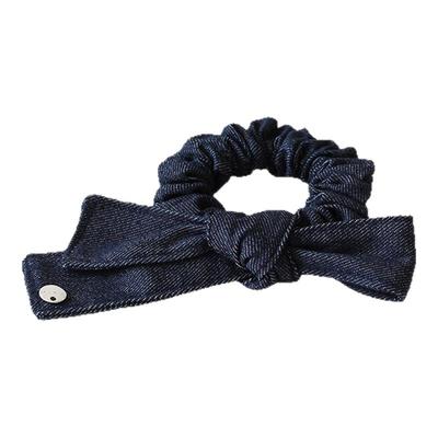 川野法式牛仔蓝蝴蝶结小肠发圈