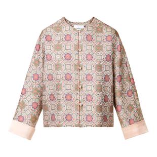 LANCY/朗姿2024冬新款新中式提花外套高级圆领重工短款中国风上衣