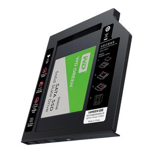 绿联 光驱位硬盘托架盒9.5mm笔记本SATA3.0接口2.5英寸机械硬盘支架盒面板改SSD固态扩内存提速度SATA2.0通用