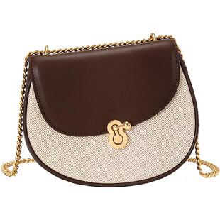 GGN新款时尚链条包小众高级质感半圆形马鞍包真皮女包斜挎包包