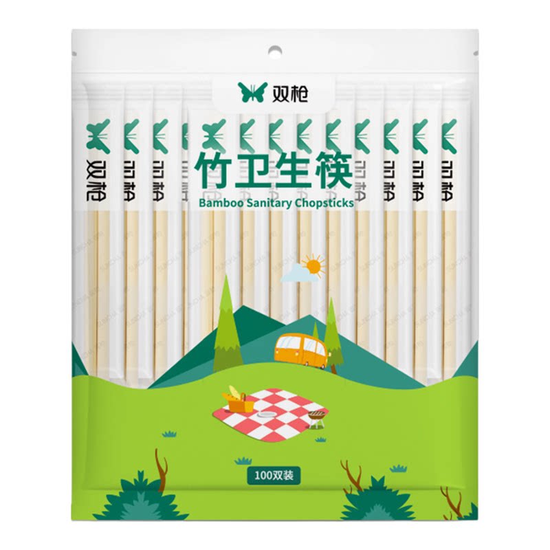 双枪一次性竹筷独立装外卖批发