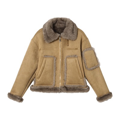 CLP仿皮草双面穿飞行员夹克外套