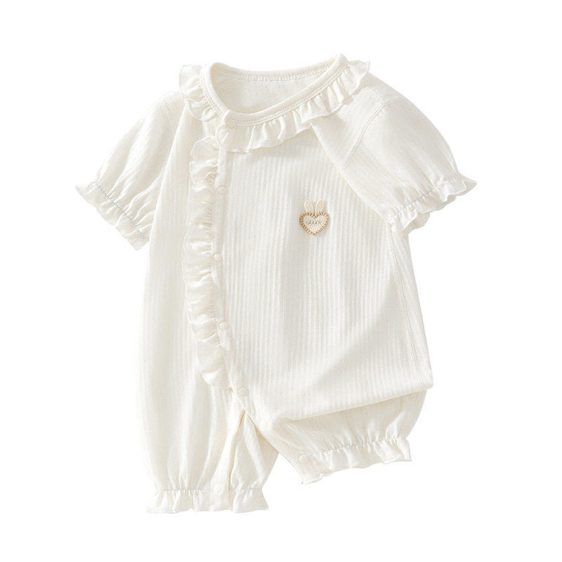 【撤柜专区】品牌专柜 夏季婴儿衣服纯色简约哈衣短爬服连体衣