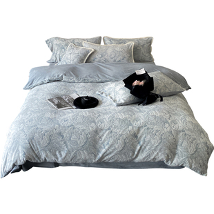 Minimal佩里斯午后晴山蓝|治愈雕花绒加厚四件套牛奶绒床上用品4