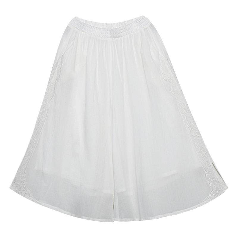 中国风松紧腰七分裤夏苎麻茶服裤