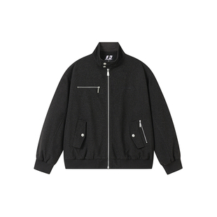 FORNINES复古千鸟格拼接立领毛呢夹克男款春秋宽松休闲呢子外套女