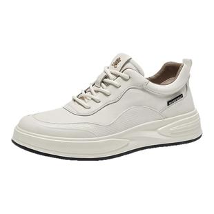 梦特娇高端板鞋奢侈品冬季头层牛皮休闲运动小白鞋男防滑增高皮鞋