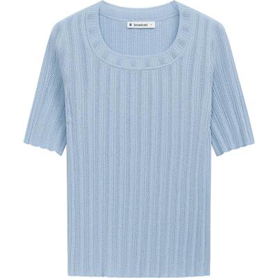 播醋酸针织短袖女夏季方领修身显瘦上衣DDR2SD5457