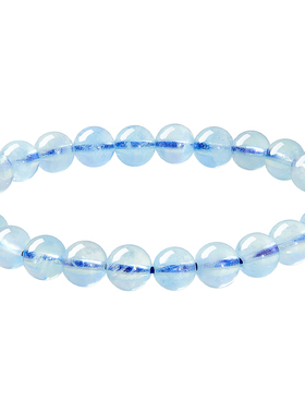 海蓝宝水晶手串素链女款