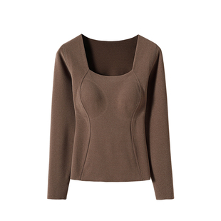 保暖内衣带胸垫一体石墨烯羽绒发热加绒加厚打底衫内搭秋冬季上衣