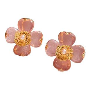 MaisonCleo「好物温柔」小众设计透明花朵耳钉女S925纯银针耳饰品