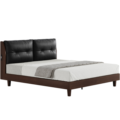 顾家家居现代意式高端大气家具大床架双人床真皮床软包实木床9177