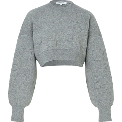 【季末折扣】Enfold 女秋冬压花混纺针织短款卫衣