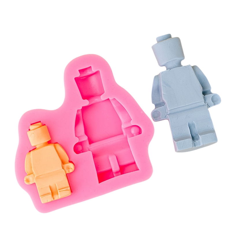 机器人人偶积木硅胶模巧克力翻糖diy模具机器人主题儿童蛋糕装饰