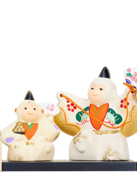 日本药师窑招福招财猴子吉庆猴手工陶土桌面屏风摆件祝福日式礼物