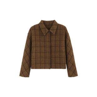 bbfer本依凡冬季短款双面呢大衣女毛呢格子外套复古通勤SSSSM0227