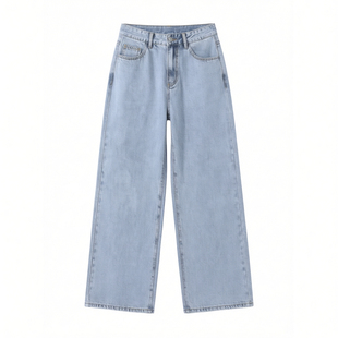 高腰大码直筒牛仔裤High waisted plus size straight jeans girl