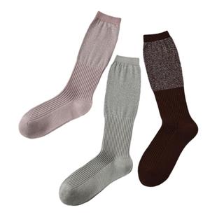 Renaissance袜子女春秋款纯色亮银丝堆堆袜学生百搭ins潮中长筒袜